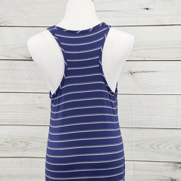STEM Racerback Striped Tank Maxi Dress SZ M Blue Summer BBQ Resort Wear - Picture 5 of 7
